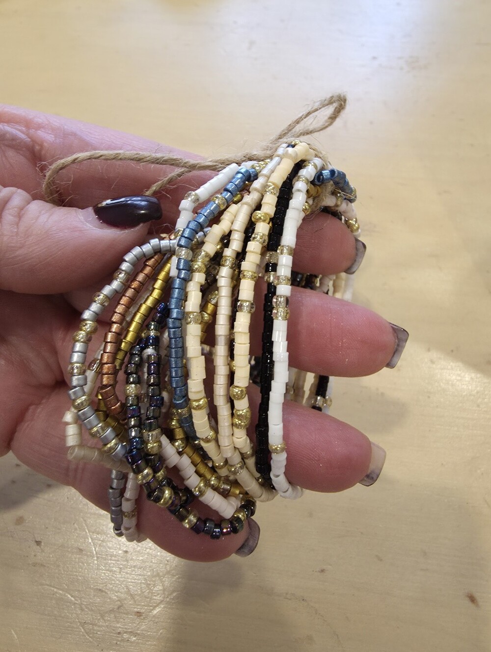 Boho Neutral Seed Bracelet Stack - Picture 2 of 2